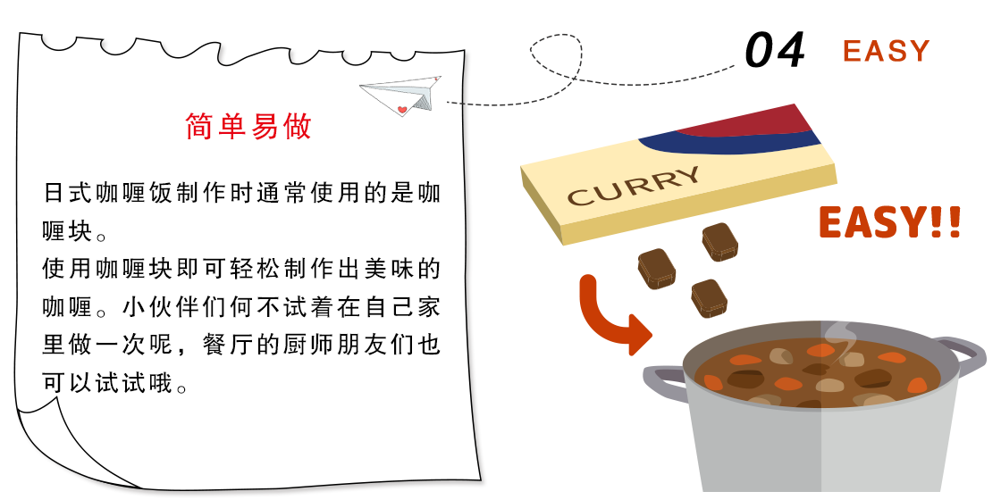 好侍食品_简单易做,日式咖喱饭制作时通常使用的是咖喱块。使用咖喱块即可轻松制作出美味的咖喱。小伙伴们何不试着在自己家里做一次呢，餐厅的厨师朋友们也可以试试哦。